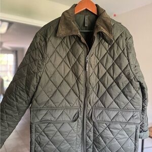 Mango Men's Quilted Jacket in Olive